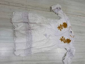 Embroidered White Rayon tumic