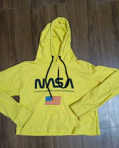 Vibrant Yellow NASA Graphic crop Hoodie..