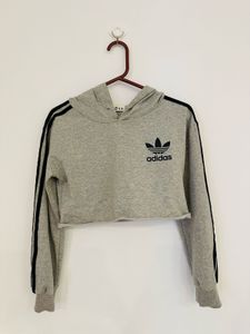 Grey Cropped Hoodie