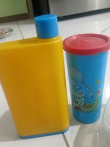 combo 1 water bottle 1 tupperware n 2 lunch box