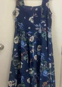Premium : Floral Print A-Line Dress