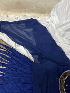 Elegant Blue Lehenga Choli with Gold Print