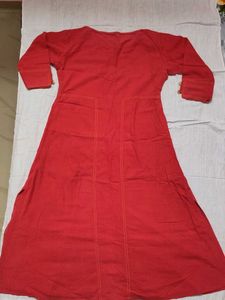 Red Button-Up Anarkali Kurta