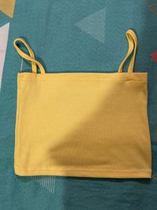 Yellow Spaghetti Strap Crop Top