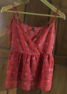 Chic Red Floral Peplum Top