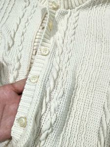 Cream Cable Knit Button-Up Cardigan