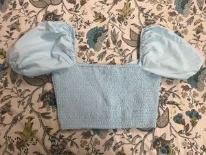 Chic Square Neck Puff Sleeve Crop Top