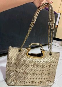 Elegant Gold Embellished Handbag