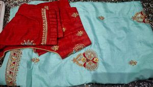 Beautiful Light Blue Embellished Saree