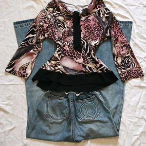 Wild & Chic Animal Print pullover off should top