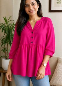 Vibrant Pink Tiered Tunic Top