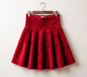 Red Fur Flare Skirt
