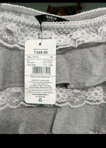 Ruffled Lace Trim Grey Top