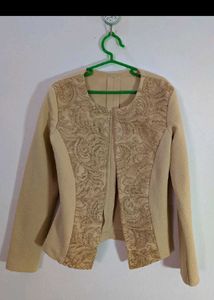 Girls Beige Skirt &amp; Jacket Set