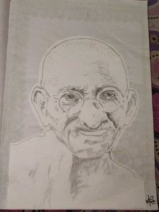 Hand-drawn Mahatma Gandhi Portrait Sketch