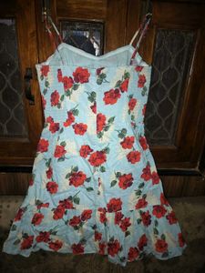 Light Blue Floral Mini Dress