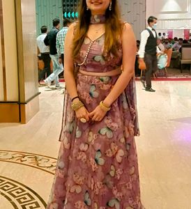 Lavendar Designer Organza Festive Lehanga