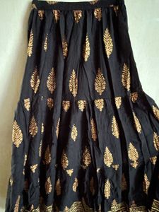 Black &amp; Gold Print Skirt/Lehega ❤️