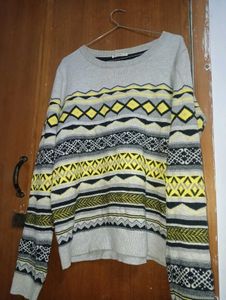 Patterned Knit Pullover Sweater