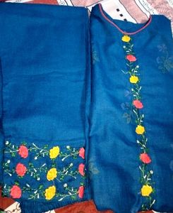 Embroidered Blue Kurta Set