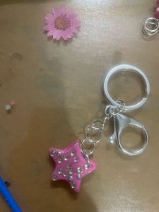 🌸 Glittery Pink Star Keychain / Bag Charm✨