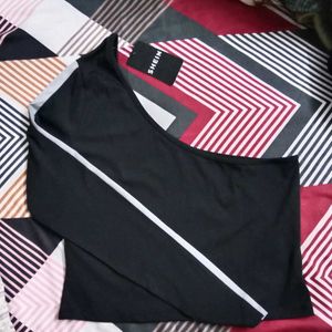 XXL size  One-Shoulder Long Sleeve gymwear Top