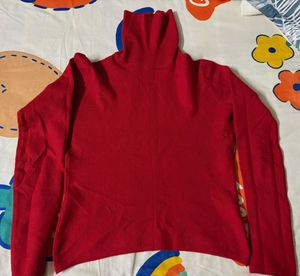 Chic Red Turtleneck Top