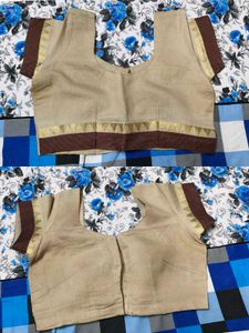 Zari Embroidery Handblock print ChanderiSilk Saree