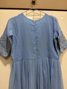 Beautiful Blue Embellished Gown with dupatta