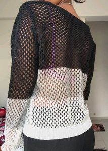 Trendy Y2K Mesh Knit Sweater Top
