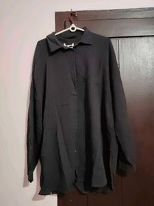 4XL BLAck Textured Long Sleeve Shirt