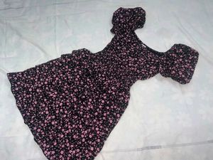 Lolita black floral ditsy print dress