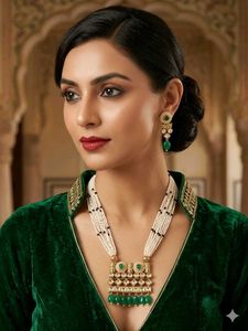 Stunning Emerald & Pearl Necklace Set
