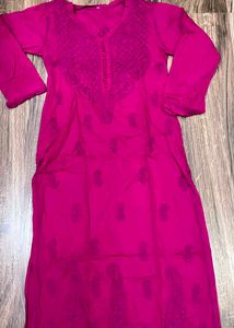 Vibrant Pink Embroidered Kurti