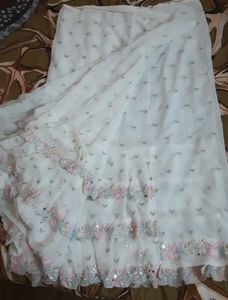 Gorgeous White Frill Saree
