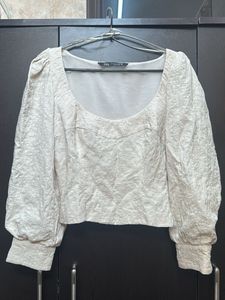 Zara Chic Textured Puff Sleeve Top