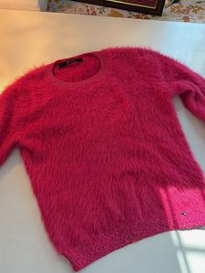 Fuzzy Pink Crew Neck Sweater