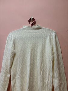 Cream Mock Neck Knit Top