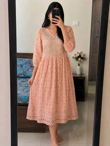 Peach Embroidered Kurta