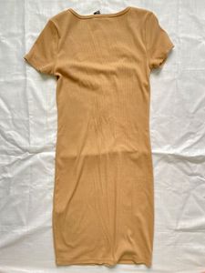 Tan Ribbed Henley Dress