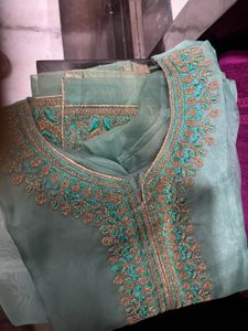 Elegant Mint Green Embroidered Kurta Set