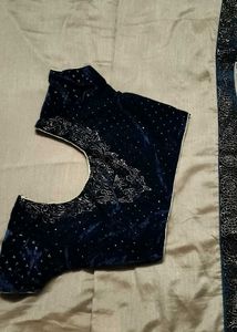 Elegant Beige &amp; Blue Embellished Saree