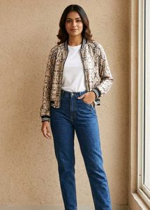 Stylish Snake Print Bomber Jacket