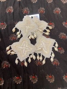 11 Pcs Black Floral Beaded Tassel Earrings