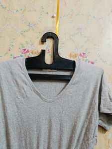 Grey Cutout V-Neck Maxi Dress