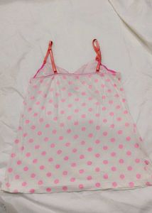 White Polka Dot Ruffle Cami Top
