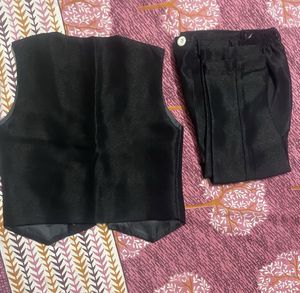 Black 2 Pc Suit Inner Jacket &amp; Pant