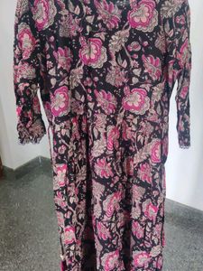 Beautiful Floral Print Kurta with Embellished Neck
