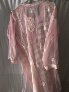 Beautiful Pink Chikankari Kurta