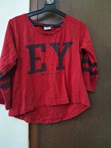 Red "EY" Long Sleeve Tee